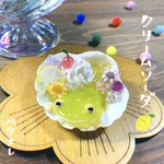 母の日にも❤️ྀིクリームソーダケロケロ𐀑🫧【レモンクリームソーダにとろけたグミガエル🍋🐸】  ぺたなれ‎🤍両生類  カエル  かえる  貝殻  シーグラス  プレゼント  母の日ギフト
