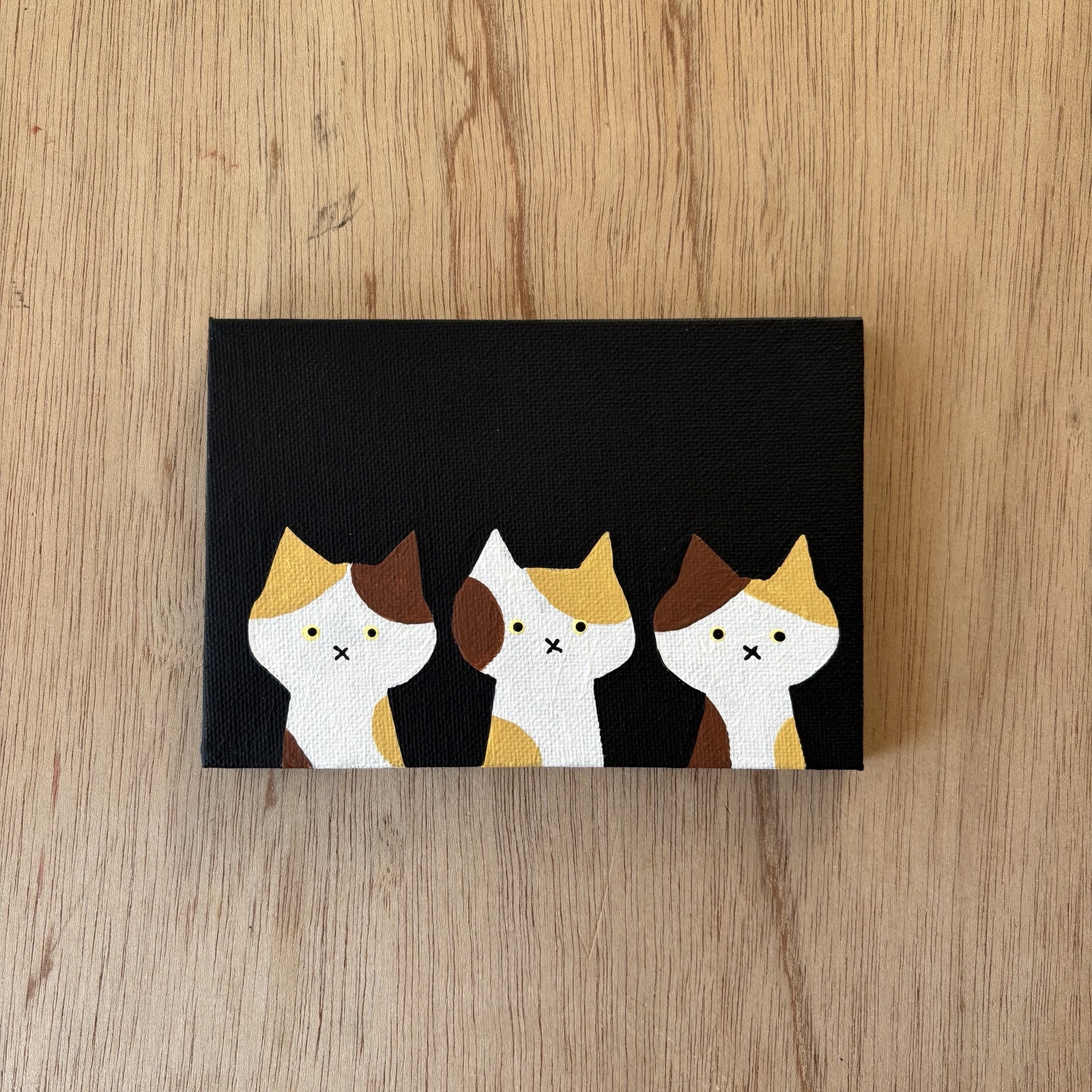 「三毛色の猫」　キャンバス画