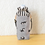 ［完成品］猫柄がかわいい♪保冷ペットボトルカバー（ハチワレ猫グレー）