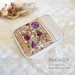小型聖書カバー［フェイクレザー］✳︎ インド刺繍　紫の花