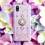 【全機種制作可】梅雨を彩るあじさい色のビジュースマホケース/アナベル スマホリング付き