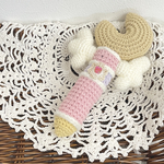 ˗ˏˋ 女の子の憧れっ༊*·˚ ˎˊ˗魔法のムーンステッキ🌙ෆ ̖́- あみぐるみ　ステッキ　パステル　パステルカラー　魔法　変身　星　ハート　月　ラトル　