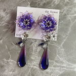 グラデ 芳月下美人 紫💜揺れる ピアス イヤリング