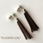 秋色コットンパール&タッセルピアス