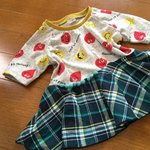 100size★ハート×チェックのペプラムカットソー