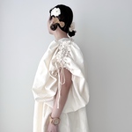◯ 2wayふわふわ袖リネンdotドレス ◯ yuka haseyama
