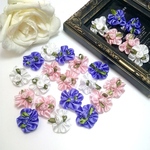 50個 ビーズ付き お花 モチーフ 3色ミックス   ハンドメイド 手芸 素材　パーツ