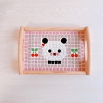 タイルアート　カフェトレイ　パンダ　さくらんぼ