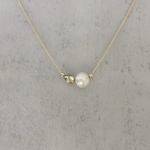 【留め具変更】コットンパール×ゴールドメタル　ロングネックレス　