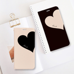 Big Heart♡Beige　手帳型ケース/名入れ/ハート/スマホケース/iPhoneケース