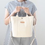 丸底で収納力大！2way仕様が嬉しいハンドバッグ 19色展開#生成り