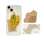 【SALE】インナーシート♡全機種対応　512　押し花インナーシート　スマホステッカー　押し花スマホ　　スマホに挟むお花のシート　スマホケースインナーシート　ミモザ　押し花