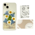 【SALE】インナーシート♡全機種対応　517　押し花インナーシート　スマホステッカー　押し花スマホ　　スマホに挟むお花のシート　スマホケースインナーシート　青　白　押し花