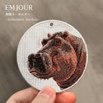 キーホルダー 刺繍 カバ アニマル 動物 刺繍キーホルダー 目印 お散歩チャーム 迷子防止 鍵 プレゼント ギフト プチギフト キーチャーム (or-217)