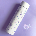 【名入れ】花柄のコンパクト水筒／保冷保温可能／サーモスボトル／紫陽花 うす紫 白