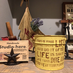 人気のステンシルLIFE リメ缶  イエロー
