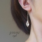 シンプル＊リーフｘパールのピアス