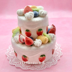🍓🍊🥭フェルトフルーツ２段ケーキ小物入れC-31