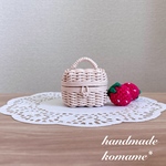 【再販】 komame* ミニチュア ピクニックバスケット 蓋付き 開閉可能 パステルピンク色 さくら色