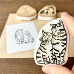 親子猫と優しい時間を･:* いつでもいっしょ・トラ猫　ねこはんこ