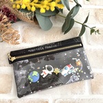 シャカシャカミニポーチ　宇宙柄　ラミネート ペタンコミニポーチ　黒