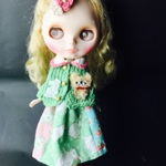 ★ミントグリーン隠れうさぎピンセット★くま太郎ブライス洋服