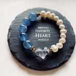 BL450-680フローライトHEART&フローライトBLUE  17㎝*天然石ブレスレット 【送料無料】