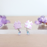 紫陽花ネコパズルイヤリング/ピアス. 猫 ねこ