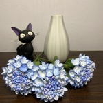 送料無料　青のガク紫陽花3本