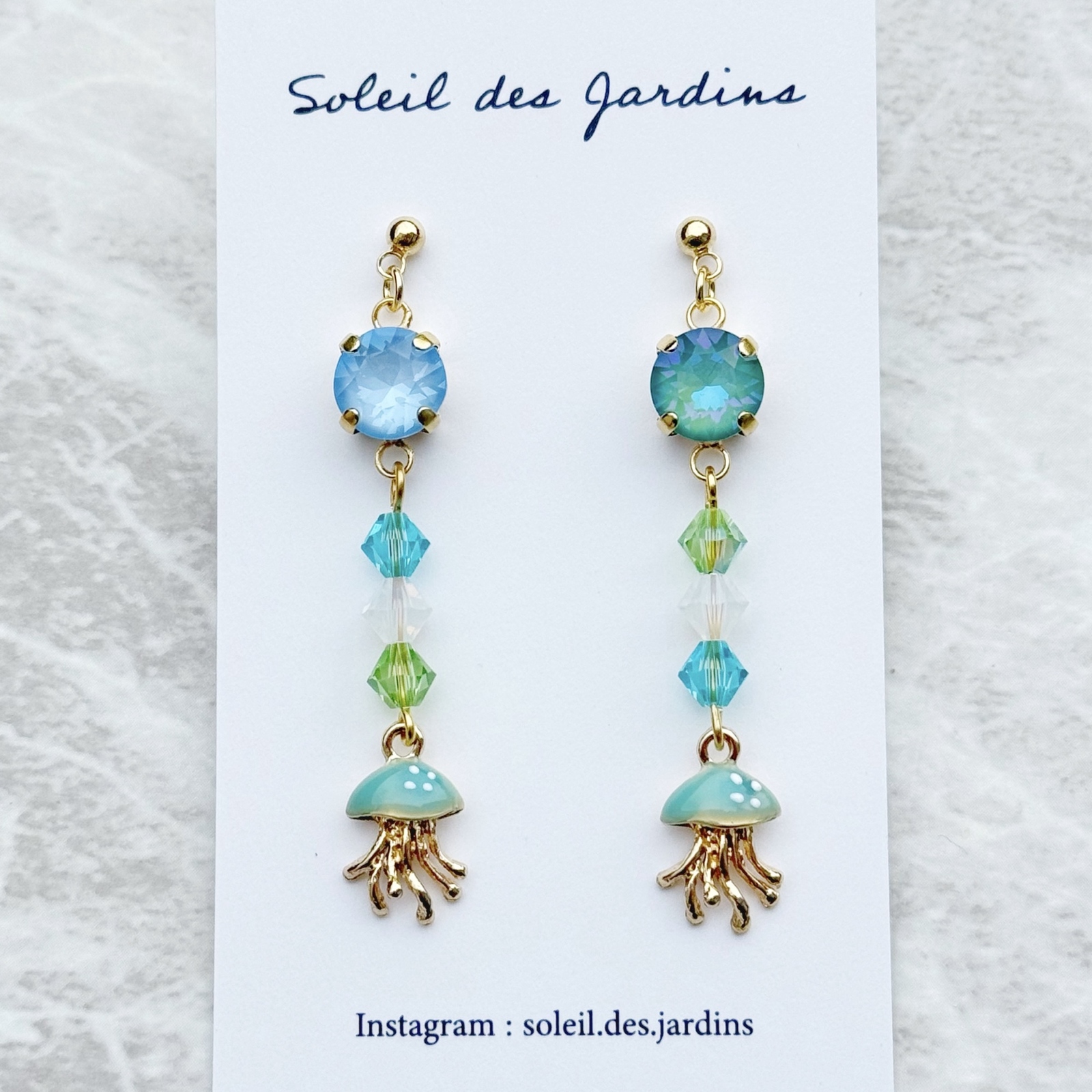 １4Kgf天然石とコンポジットストーンの海のいきものピアス 14Kgf天然石とコンポジットストーンの海のいきものピアス 海の生き物