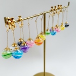 カラーオイルが揺れてかわいい　ミニチュアヨーヨーピアス・イヤリング　選べるカラー　水風船　【ミルキーカラー】