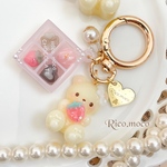 【RicoくまちゃんのいちごチョコBOX】 レジンキーホルダー ハンドメイド くま チョコボックス 1点