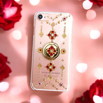 【全機種製作可】スマホリング付きケース スカーレットジュエル iPhone/Android スワロフスキー