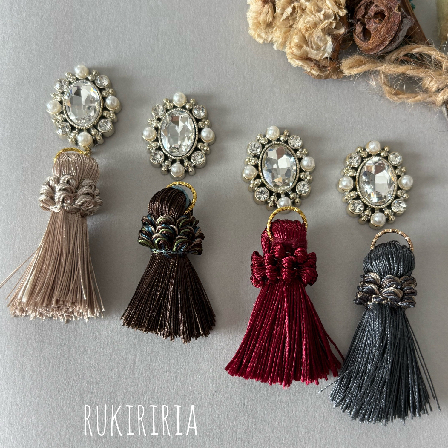 RUKIRIRIA #86 デニムピアス フリンジピアス 大ぶりピアス