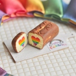 レインボーハートパウンドケーキ