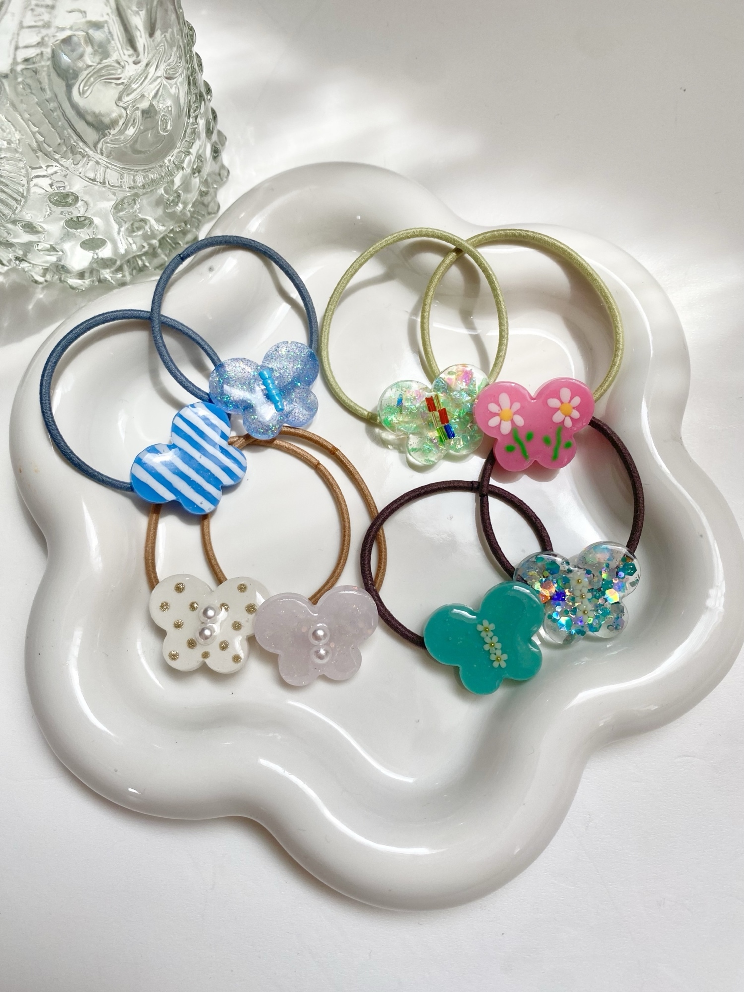 キッズ レジン mini Butterfly ちょうちょ ヘアゴム 2本セット daisy