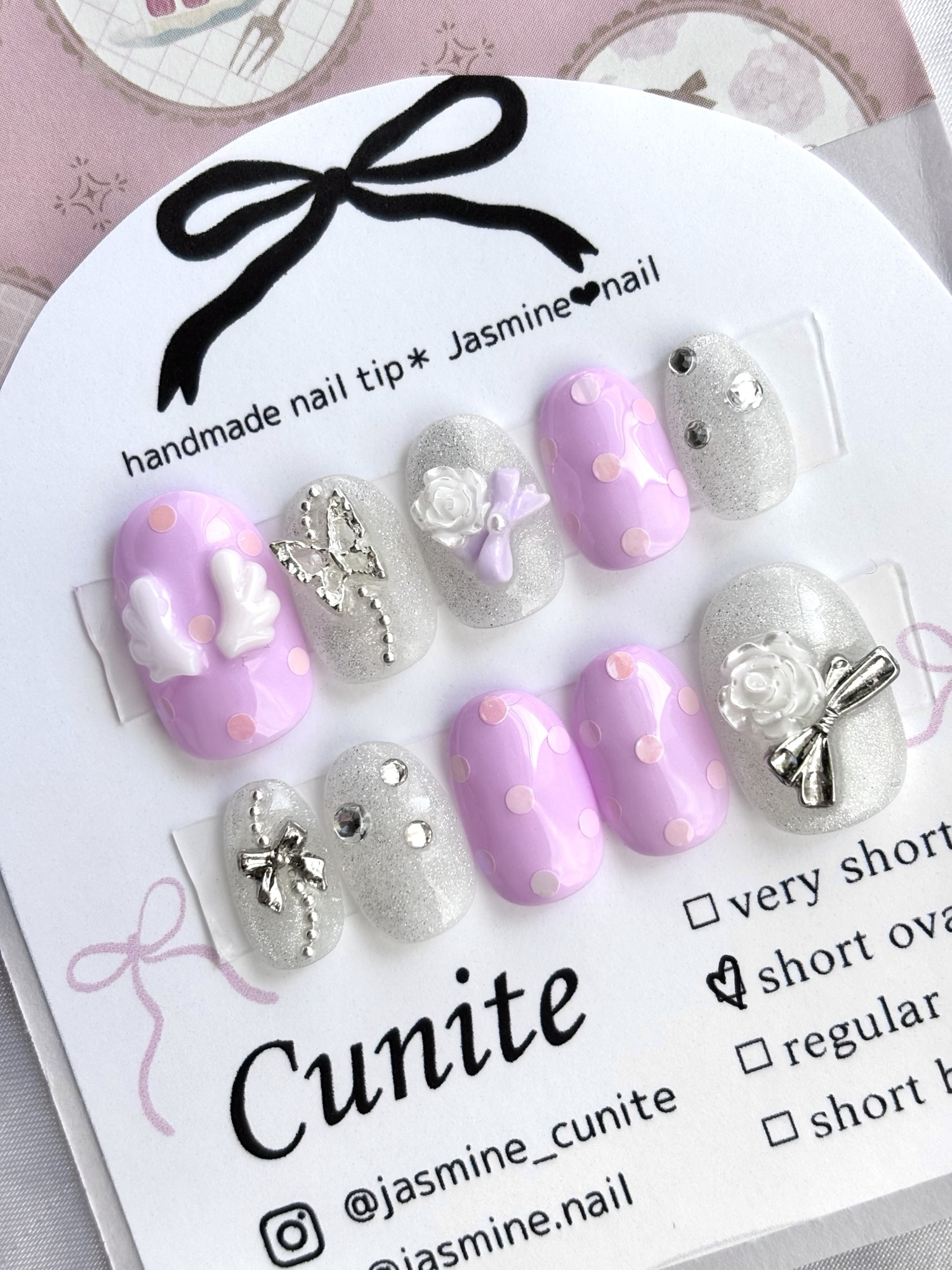 ネイルチップ ネイル フレンチガーリー バレエコア ピンク