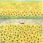 【受注制作】夏の道【ひまわり畑とマルチーズ】