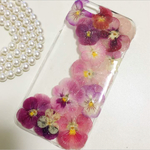 iPhone6・6s☆押し花ケース☆秋色☆ピンク☆赤系☆ビオラ☆パンジー