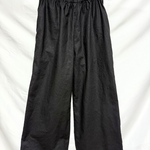 GWセール【ワイドパンツ　大きいサイズ】黒　コットンリネン　Ꮮ〜LL