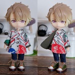 地図柄　袖まくりカーディガン（ねんどろいどどーるオビツ11共有サイズです）