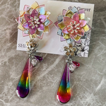 ユニコーンカラー🦄クリアver 芳月下美人 揺れる ピアス イヤリング