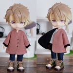 くすみピンク袖まくりカーディガン（ねんどろいどどーるオビツ11共有サイズ）