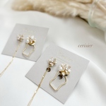 flower pearl asymmetry pierce/earring