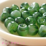 期間限定SALE【40個/10㍉】【ba-b-261】❁マーブル鈴丸ビーズ❁ディープグリーン❁