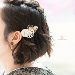  再販 水引ヘアクリップ 透かし花躍る 五箇山和紙 白