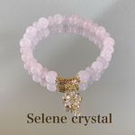 ローズクォーツ　お花チャーム　ブレスレット　かわいい天然石ブレスレット　Selene crystal