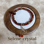 花梨木　赤瑪瑙　ブレスレット　天然石　天然木　ブレスレット　Selene crystal