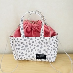 ダルメシアン柄☀︎ふんわり巾着トートバッグ｜2WAY／布バスケット☀︎お弁当バッグ☀︎プチギフト☀︎ハンドメイドバッグ☀︎A4