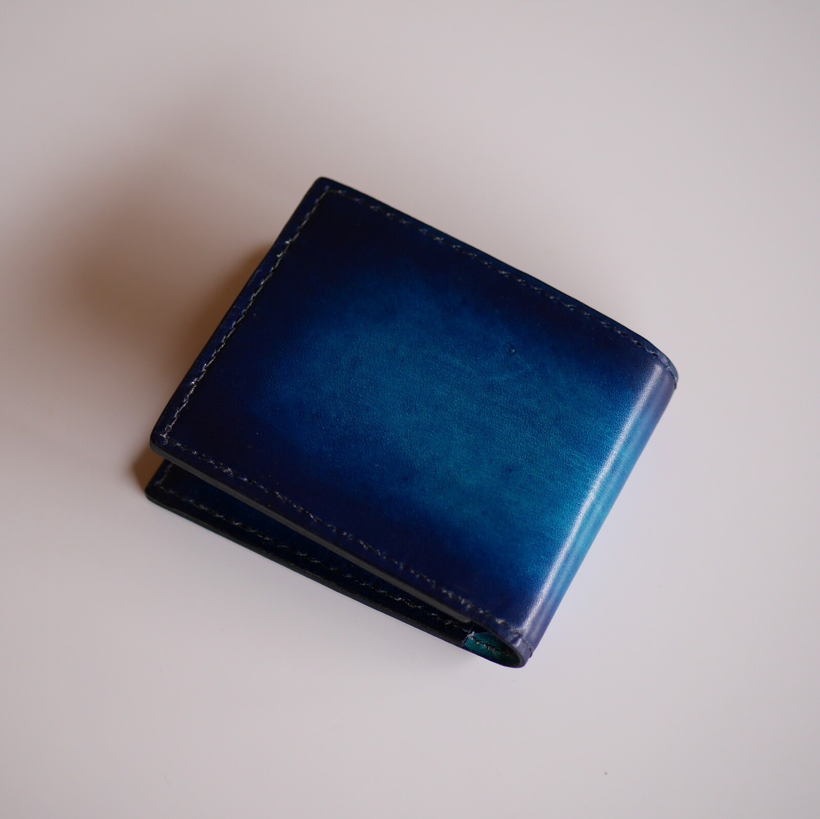 【ハンドメイド】ヌメ革　ロングウォレット　blue 財布 長財布 メンズ 本革 レザー ヌメ革 シンプル おしゃれ